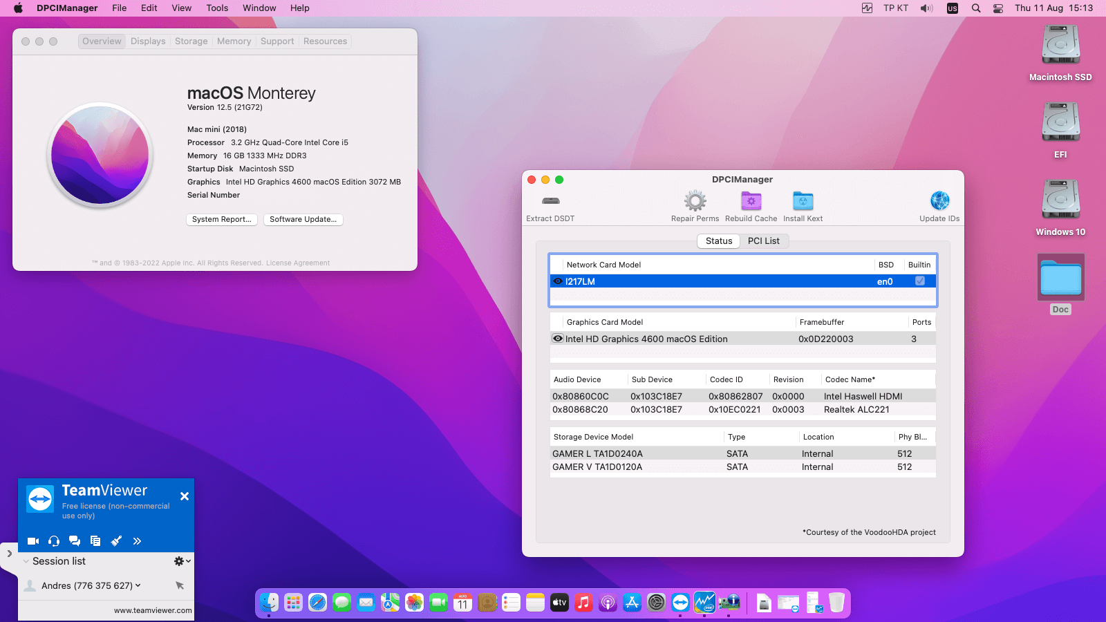 Success Hackintosh macOS Monterey 12.5 Build 21G72 in HP Prodesk 600 G1 SFF